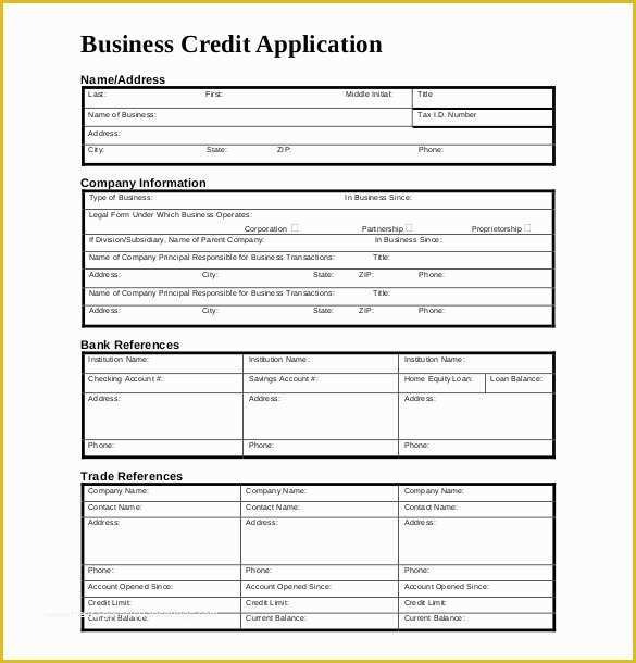 Free Business Credit Application Template Of Credit Application Template – 13 Free Word Pdf Documents