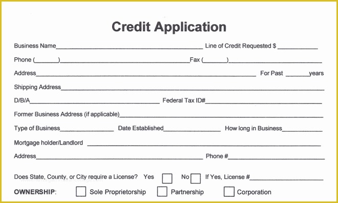 Free Business Credit Application Template Of Free Business Credit Application form