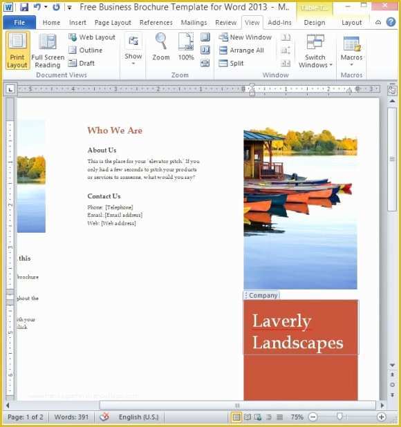 Free Business Flyer Templates for Word Of Free Business Brochure Template for Word 2013