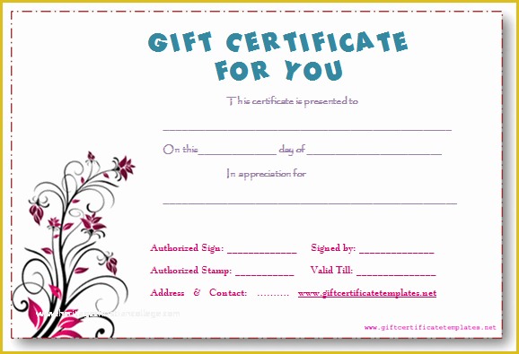 Free Business Gift Certificate Template with Logo Of Chic Gift Certificate Template Example with Pink Flowers