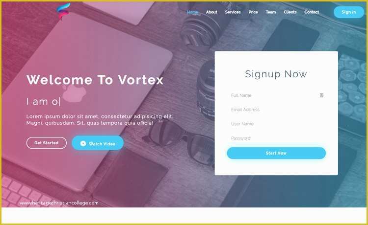 Free Business Landing Page Templates Of Vortex Free HTML5 Bootstrap Startup Landing Page Template