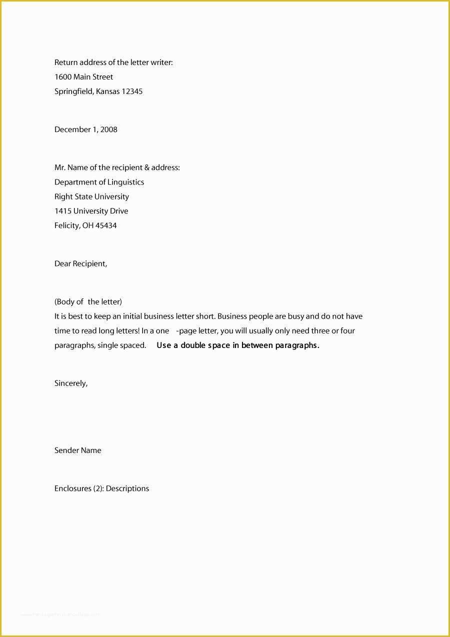 Free Business Letter format Template Of 35 formal Business Letter format Templates & Examples