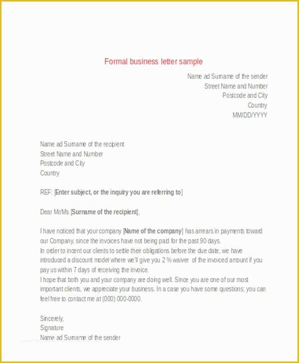 Free Business Letter format Template Of 61 formal Letter format Template