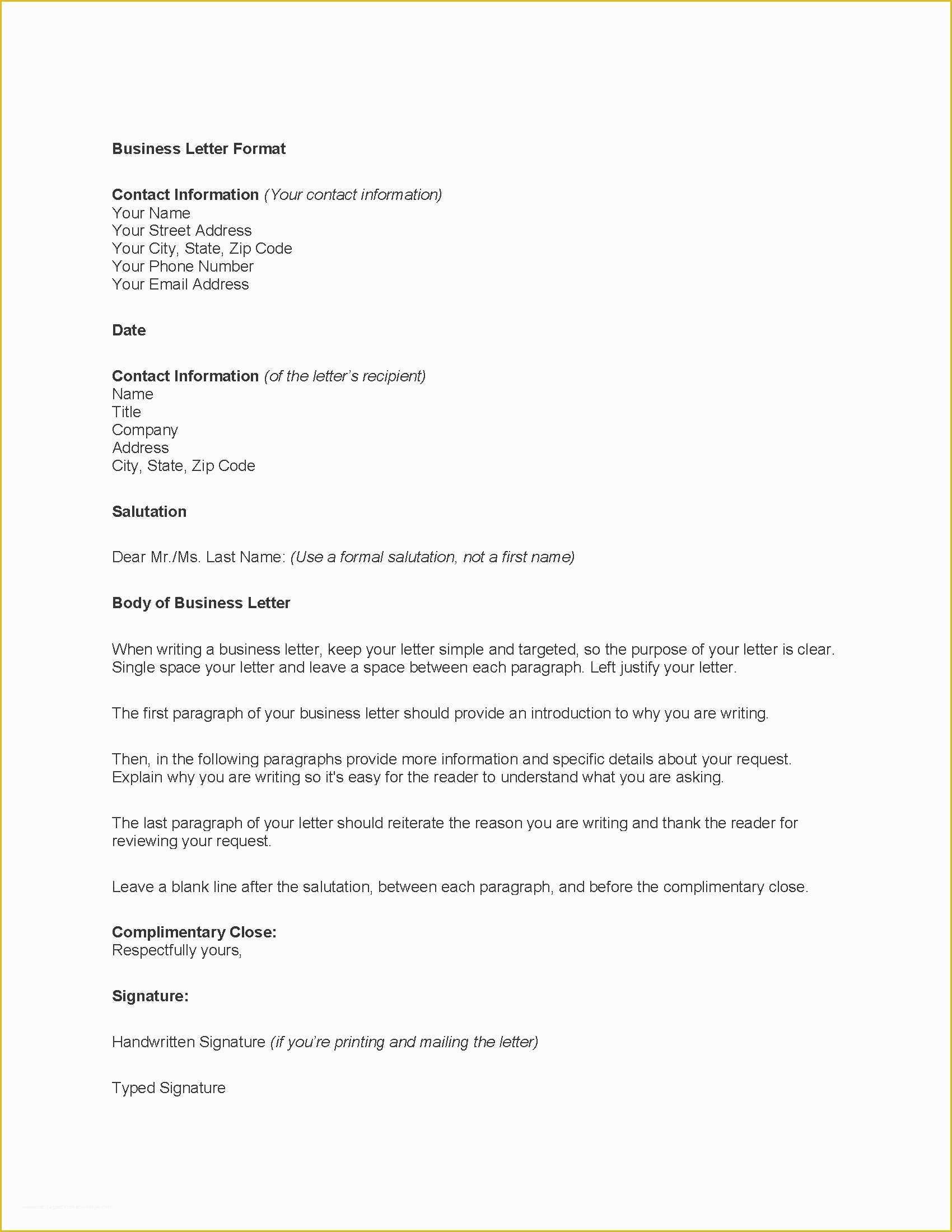 Free Business Letter format Template Of Business Letter Template Uk