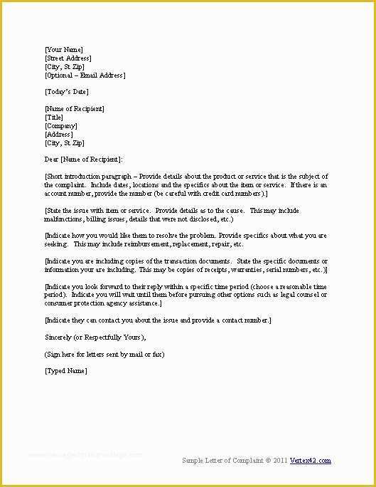 Free Business Letter format Template Of Download the Plaint Letter Template From Vertex42