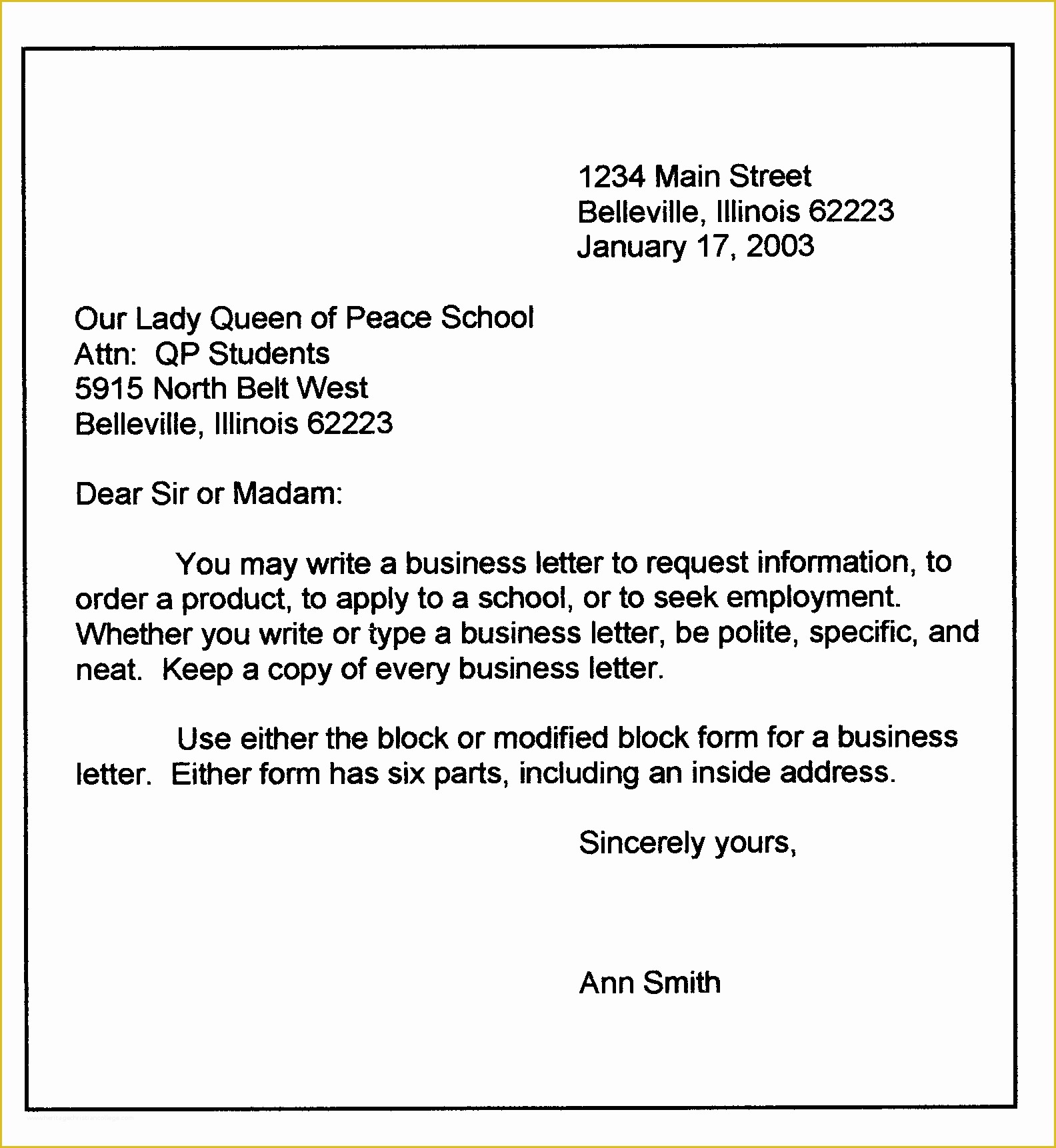 Free Business Letter format Template Of Personal Business Letter format