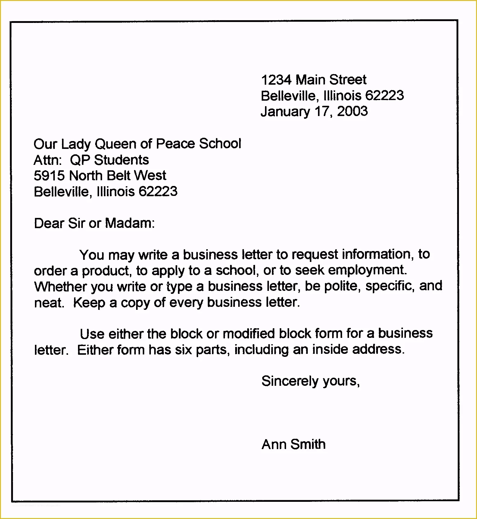 free business letter format template of personal business letter format of free business letter format template