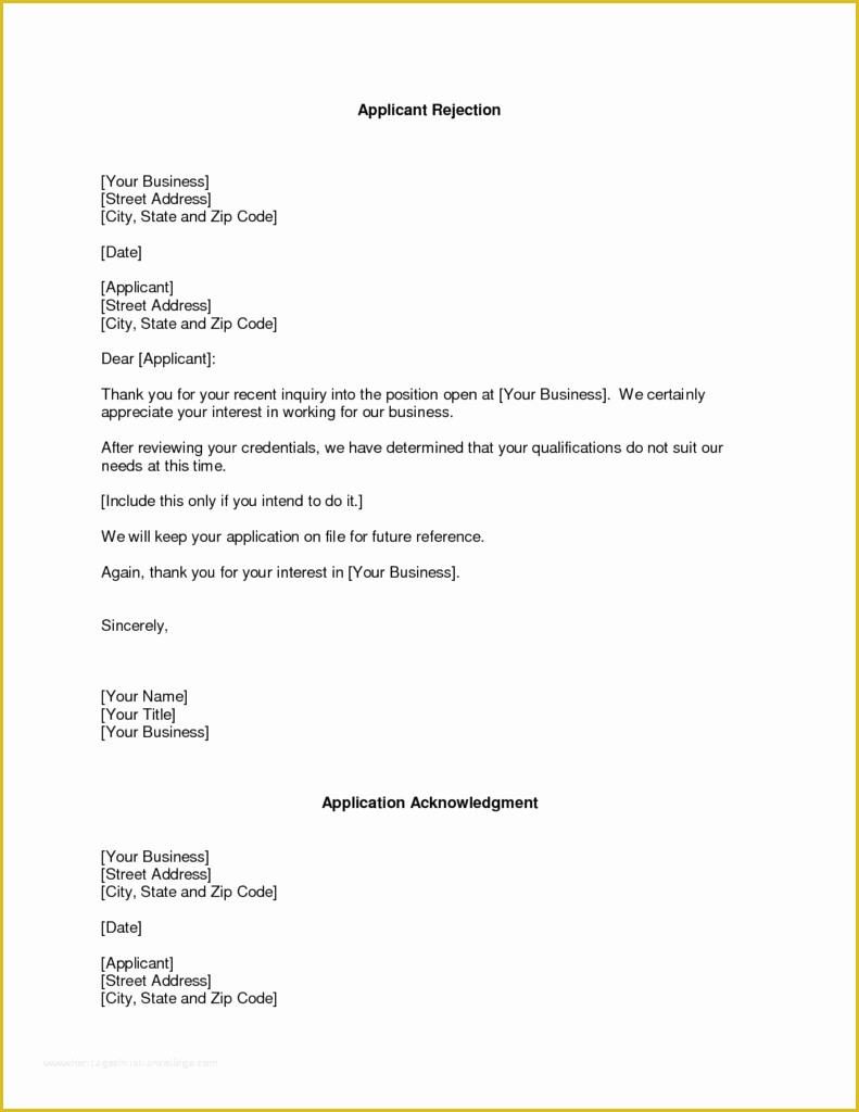 Free Business Letter format Template Of Refusal Letter Templates