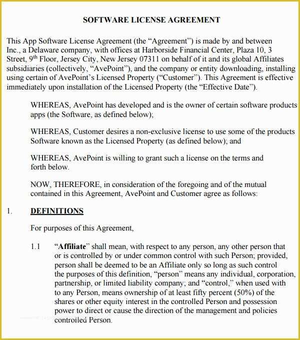 Free Business License Template Of 8 Sample Useful software License Agreement Templates