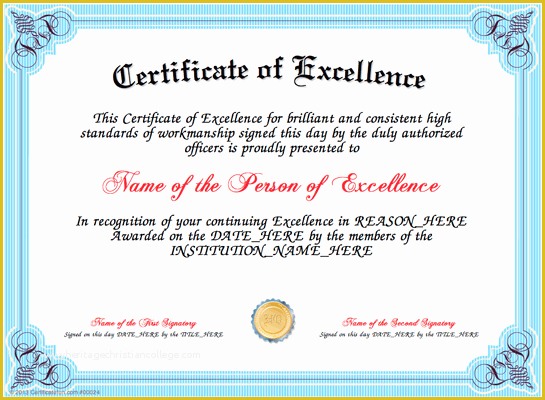 Free Business License Template Of Certificate Of Excellence Templates