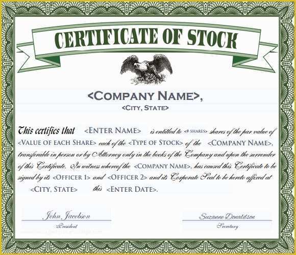 Free Business License Template Of Corporation Stock Certificate