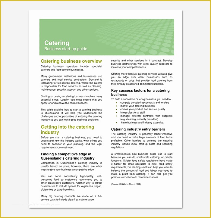 Free Business Plan Template Catering Company Of Catering Business Plan Template 11 for Word Doc Pdf