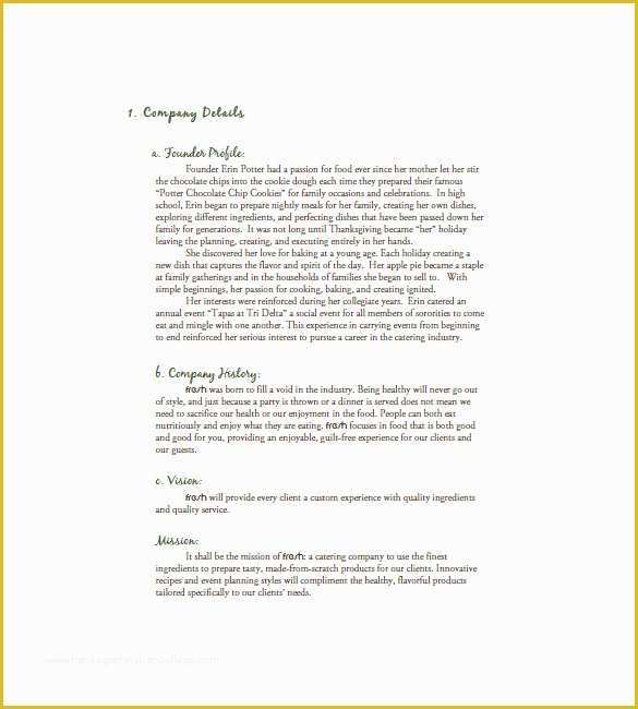 Free Business Plan Template Catering Company Of Catering Business Plan Template – 13 Free Word Excel