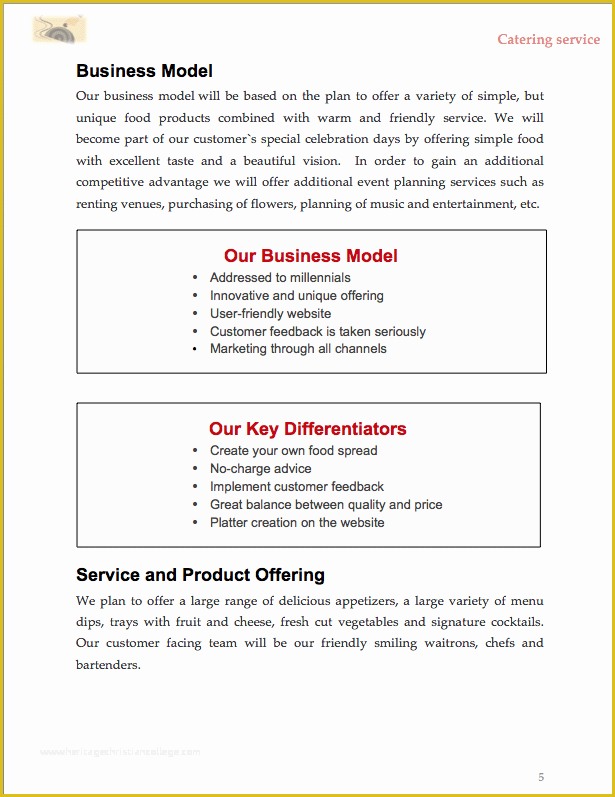 Free Business Plan Template Catering Company Of Catering Business Plan Template Sample Pages Black Box