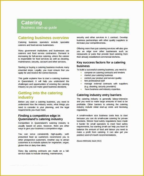 Free Business Plan Template Catering Company Of Sample Catering Business Plan 9 Free Documents Download
