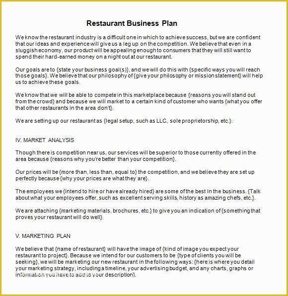 Free Business Plan Template Doc Of 13 Sample Restaurant Business Plan Templates to Download