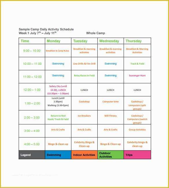 Free Business Plan Template for Summer Camp Of 14 Camp Schedule Templates Pdf Doc
