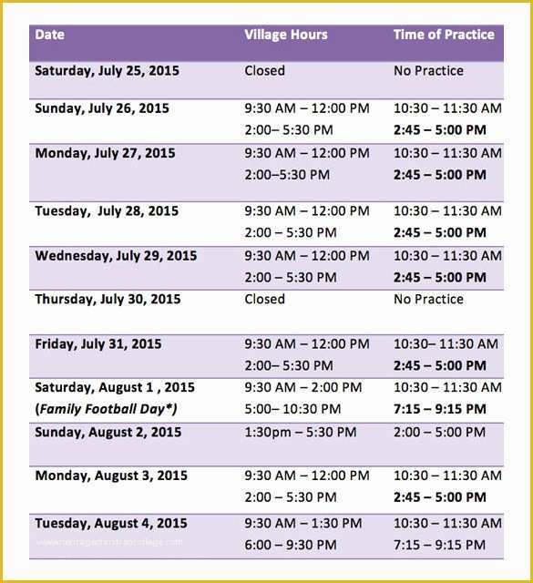 Free Business Plan Template for Summer Camp Of 9 Camp Schedule Templates Doc Pdf