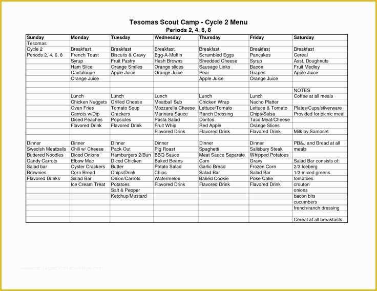 Free Business Plan Template for Summer Camp Of Cycle Menu Template