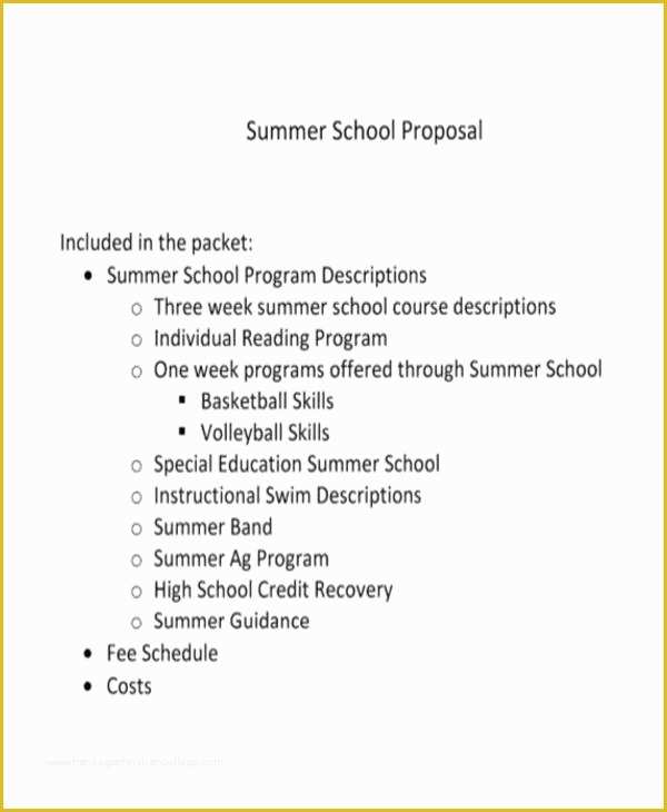 Free Business Plan Template for Summer Camp Of School Proposal Templates 8 Free Pdf format Download