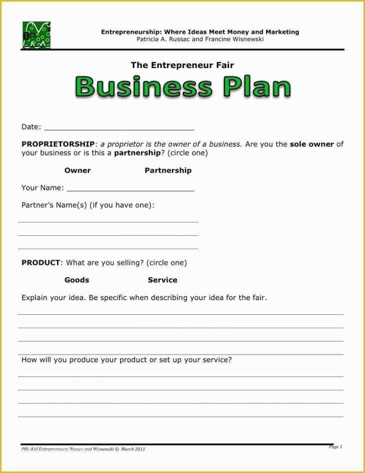 Free Business Plan Template Pdf Of E Page Business Plan Template