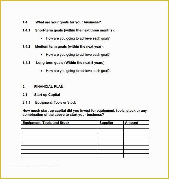 Free Business Plan Template Pdf Of Sample Business Plan 6 Documents In Pdf Word