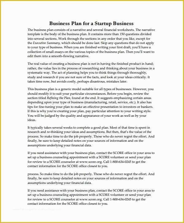 Free Business Plan Template Pdf Of Sample Startup Business Plan Template 17 Documents In