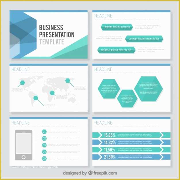 Free Business Powerpoint Templates Of Hexagonal Business Presentation Template Vector
