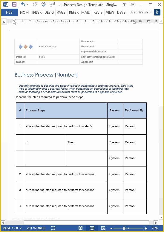 Free Business Process Documentation Template Of Business Process Design Templates – Ms Word Excel Visio