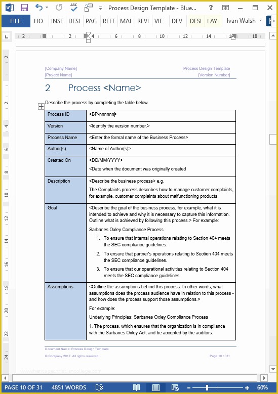 Free Business Process Documentation Template Of Business Process Design Templates – Ms Word Excel Visio