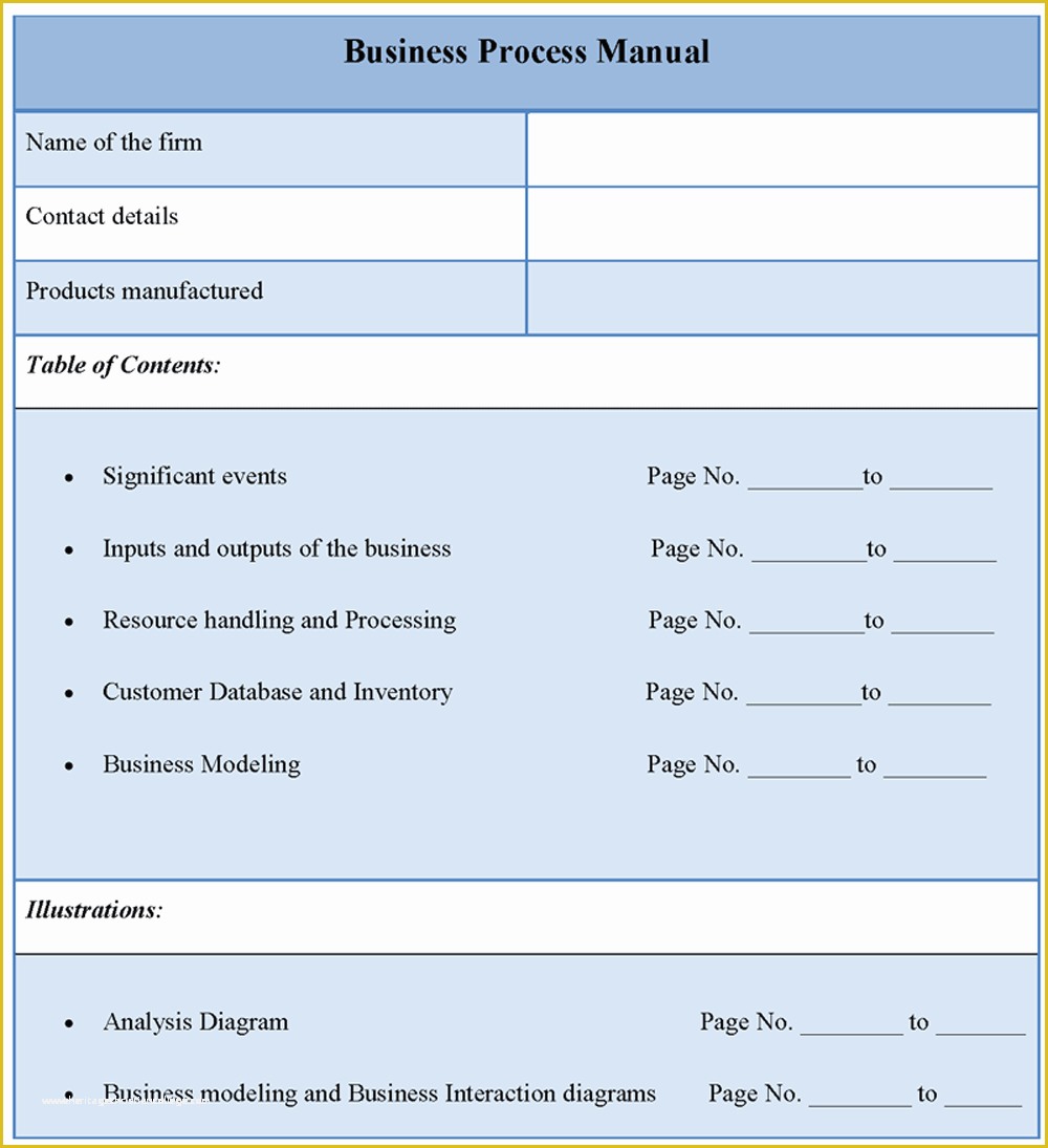 Free Business Process Template Of 29 Of Process Manual Template