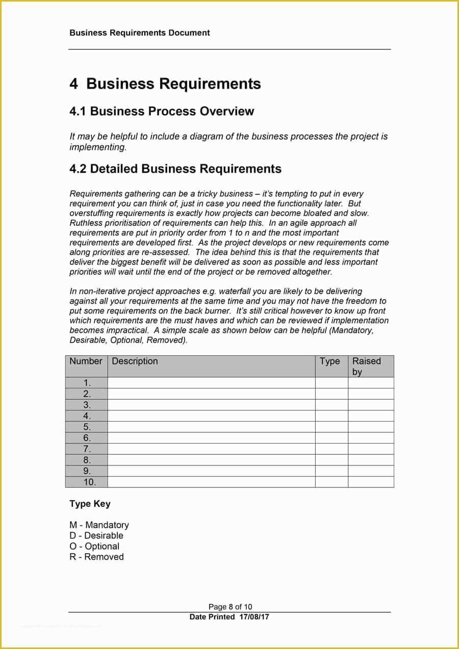 Free Business Process Template Of 40 Simple Business Requirements Document Templates