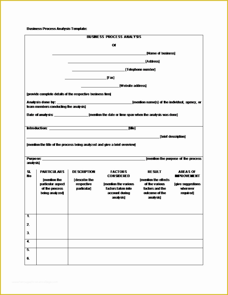 Free Business Process Template Of Business Process Analysis Template