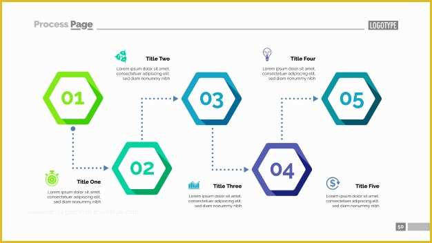 Free Business Process Template Of Process Chart with Five Elements Template Vector
