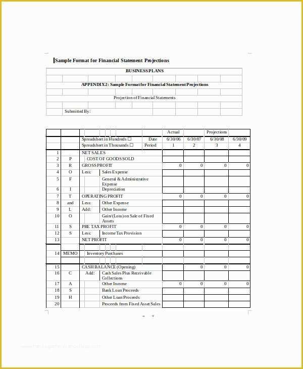 Free Business Projection Template Of 8 Financial Projections Templates Free Sample Example