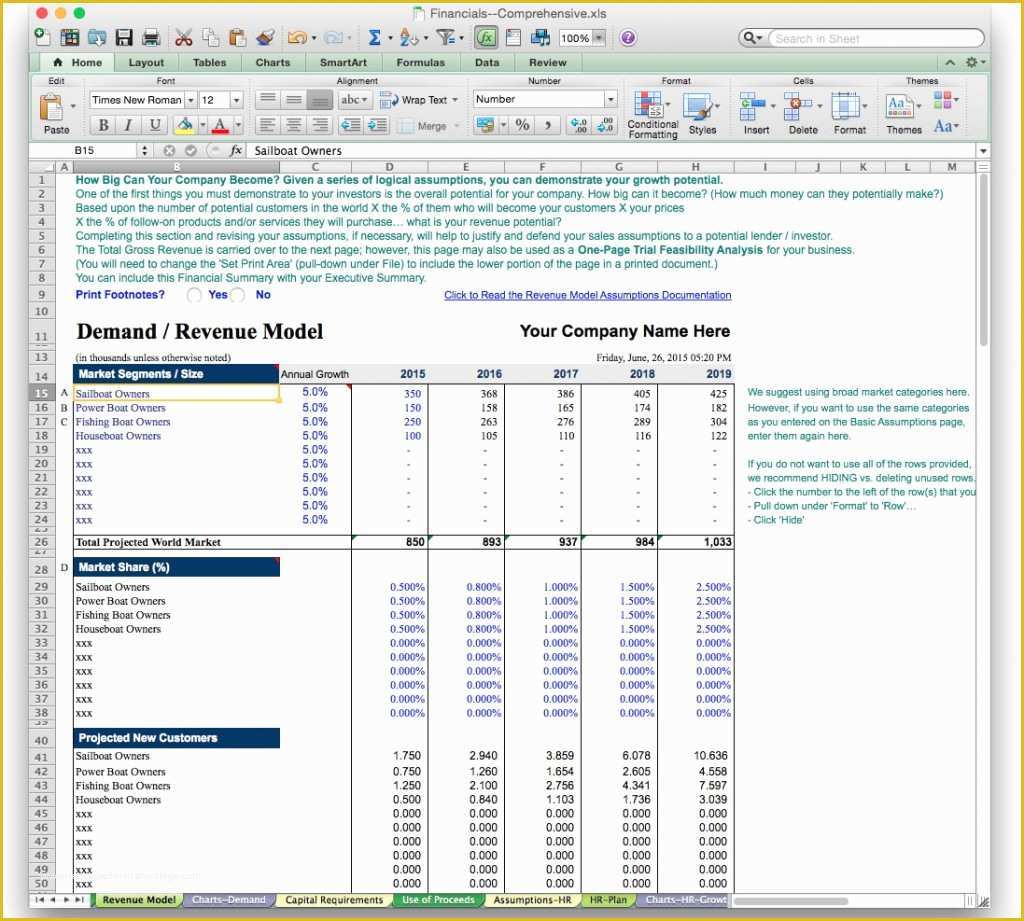 Free Business Projection Template Of Business Plan Financial Model Template Bizplanbuilder