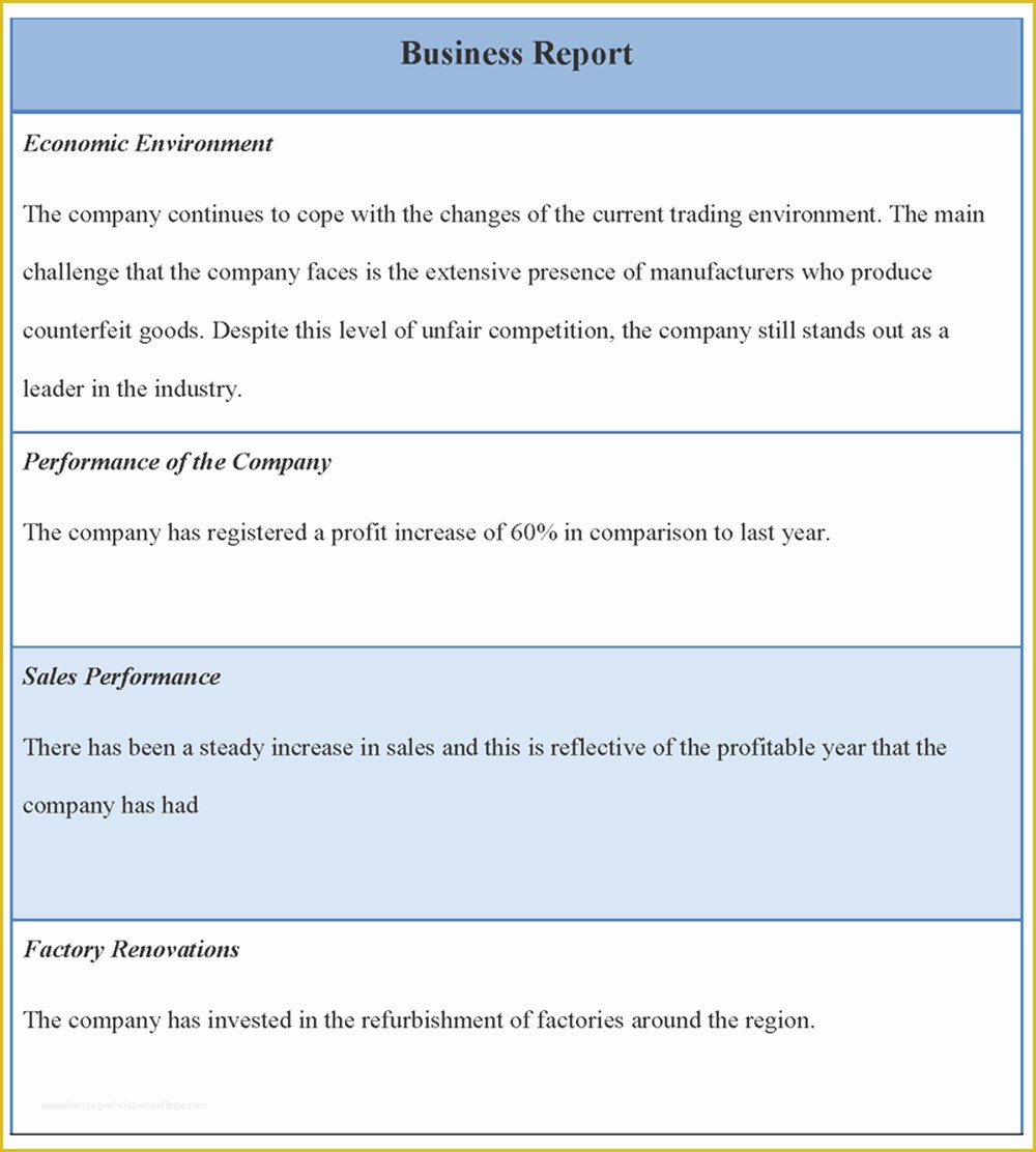 Free Business Report Template Of Report Template for Business Template Of Business Report