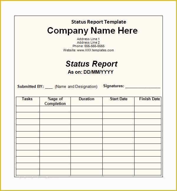 Free Business Report Template Of Sample Status Report 13 Documents In Word Pdf Ppt