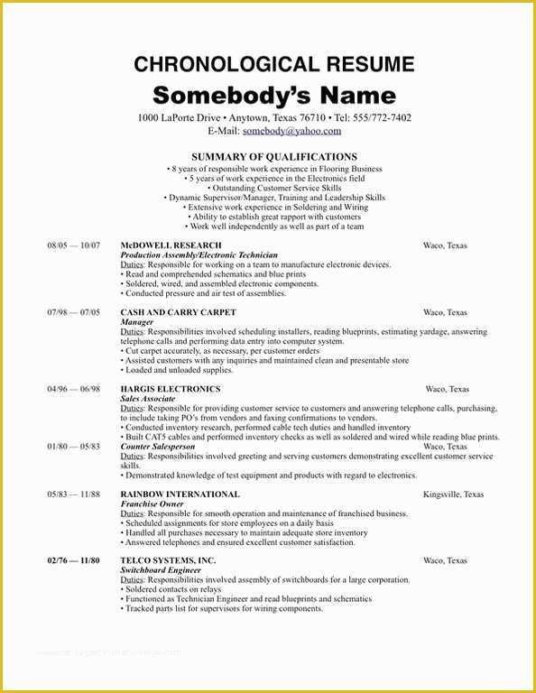 Free Business Resume Template 2018 Of Make A Chronological Resume Template 2018 Work for You