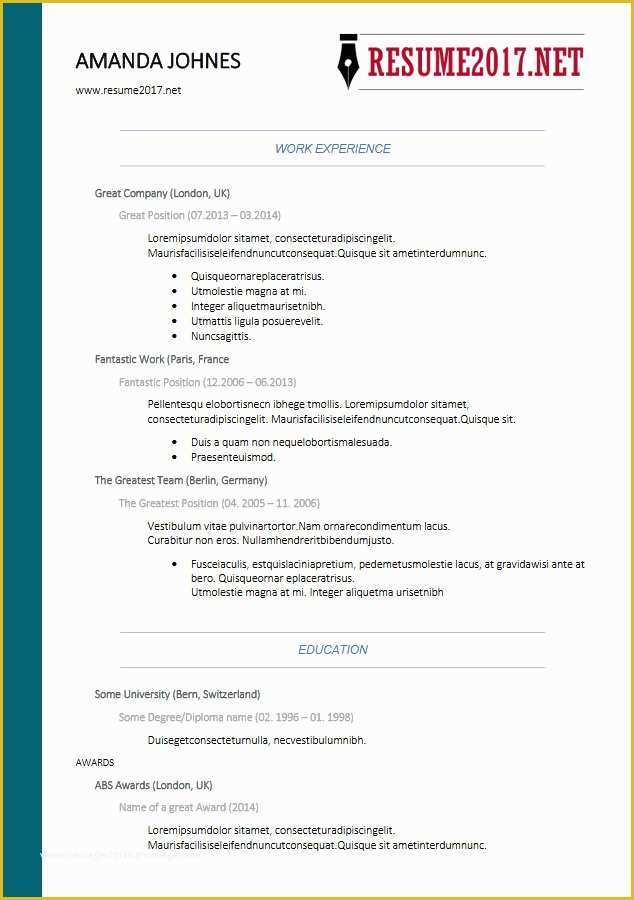 Free Business Resume Template 2018 Of Resume format 2018 16 Latest Templates In Word