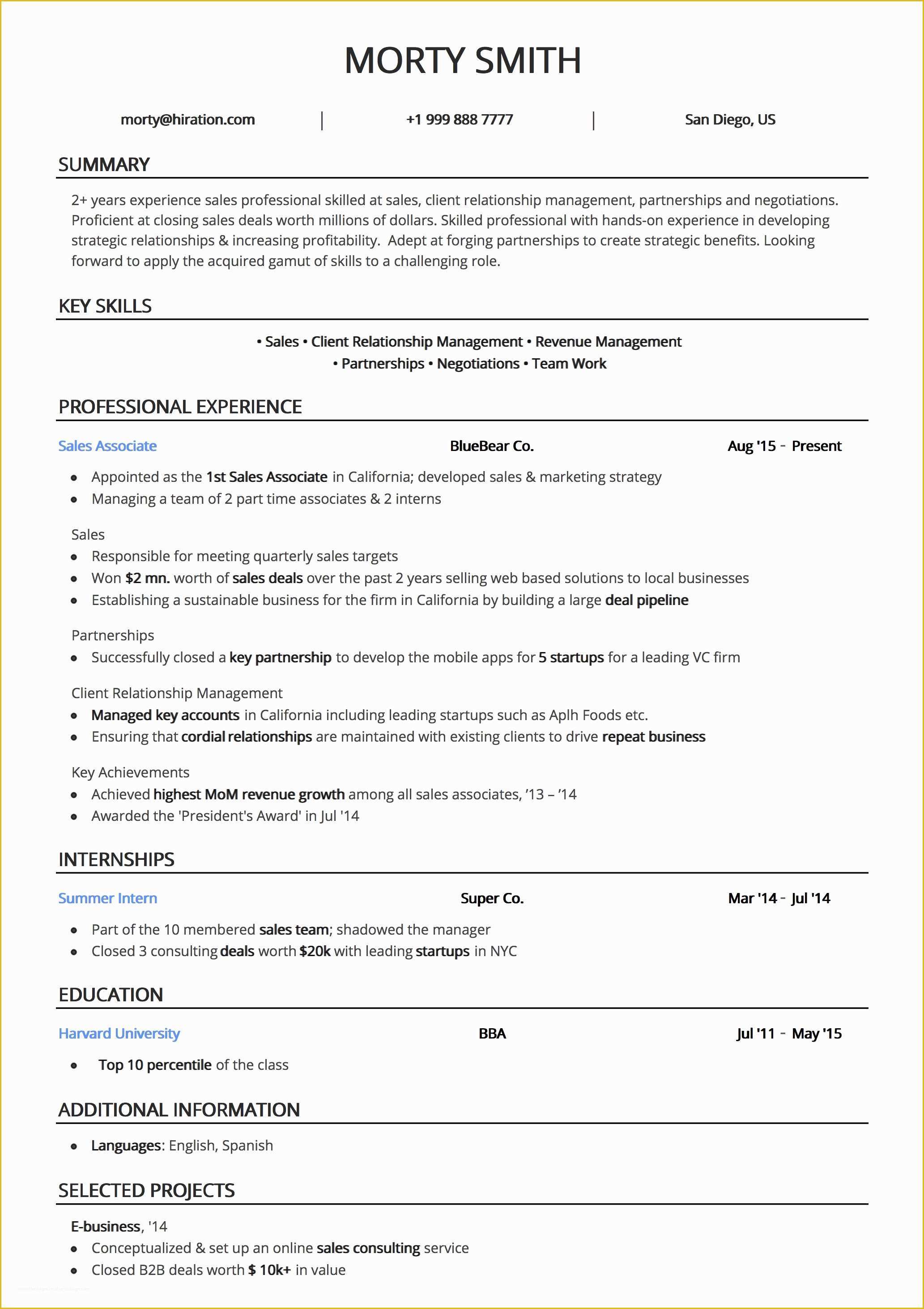 Free Business Resume Template 2018 Of Simple Resume Templates by Hiration