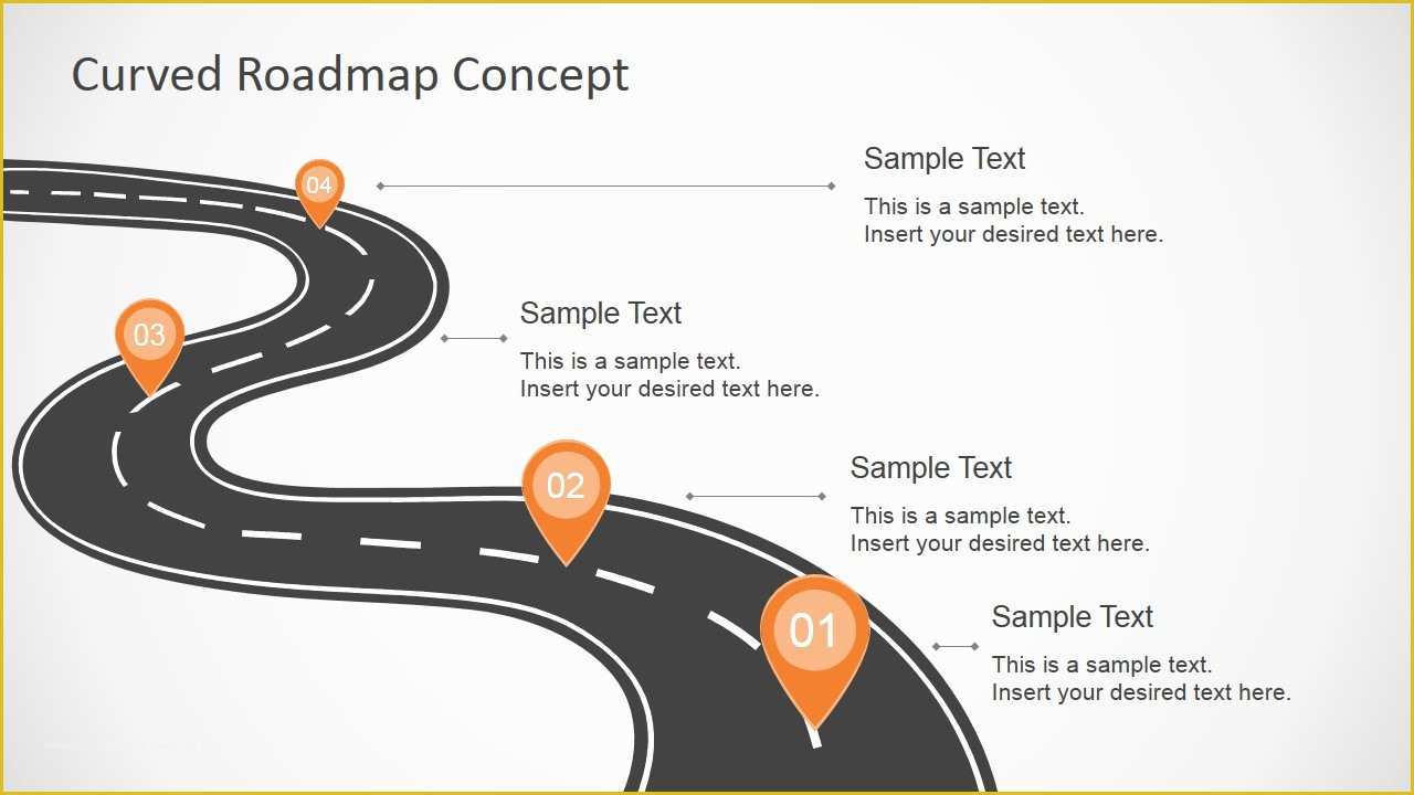 Free Business Roadmap Template Of Curved Road Map Concept for Powerpoint Slidemodel
