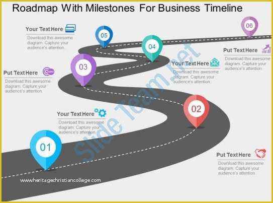 Free Business Roadmap Template Of Roadmap with Milestones for Business Timeline Flat