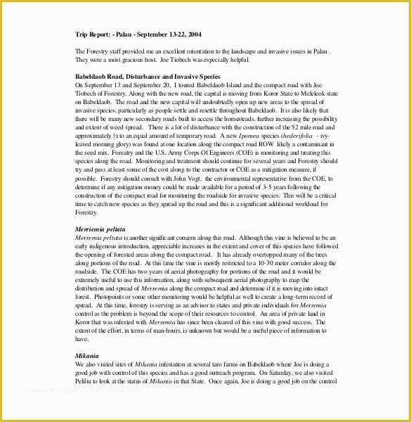 Free Business Trip Report Template Of 17 Sample Trip Report Templates Word Pdf Google Docs