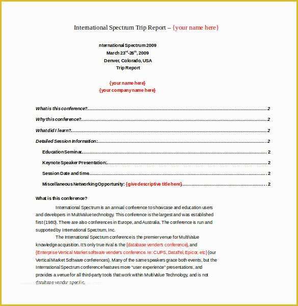 Free Business Trip Report Template Of 18 Business Trip Report Templates Word Pdf