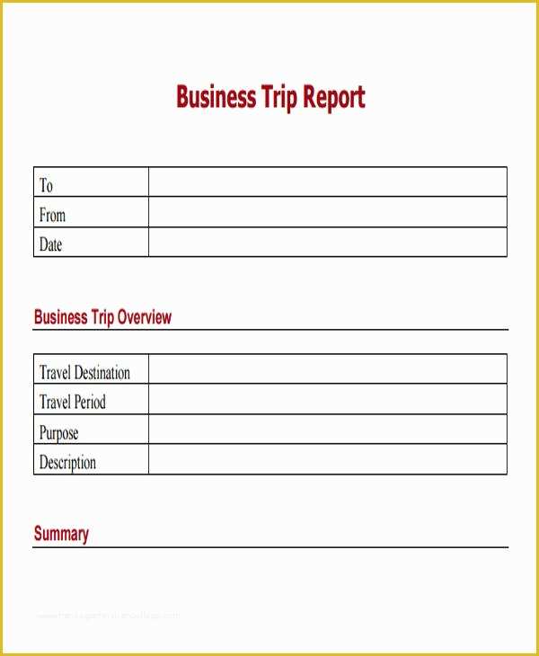 Free Business Trip Report Template Of 40 Sample Reports In Doc