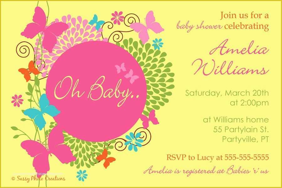 Free butterfly Baby Shower Invitation Templates Of Baby Shower butterfly Invitations Party Xyz