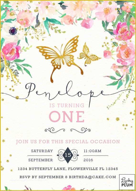 Free butterfly Baby Shower Invitation Templates Of Best 25 First Birthday Invitations Ideas On Pinterest