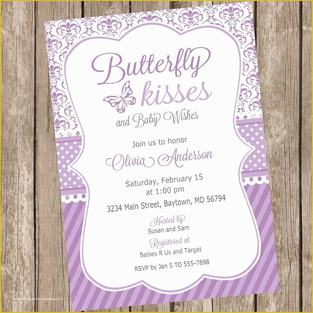 Free butterfly Baby Shower Invitation Templates Of butterfly Kisses Baby Shower Invitation butterfly Baby Shower