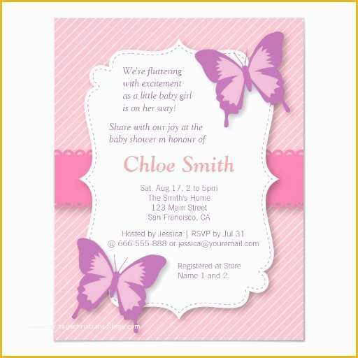 Free butterfly Baby Shower Invitation Templates Of Elegant Purple butterfly Baby Shower 4 25x5 5 Paper
